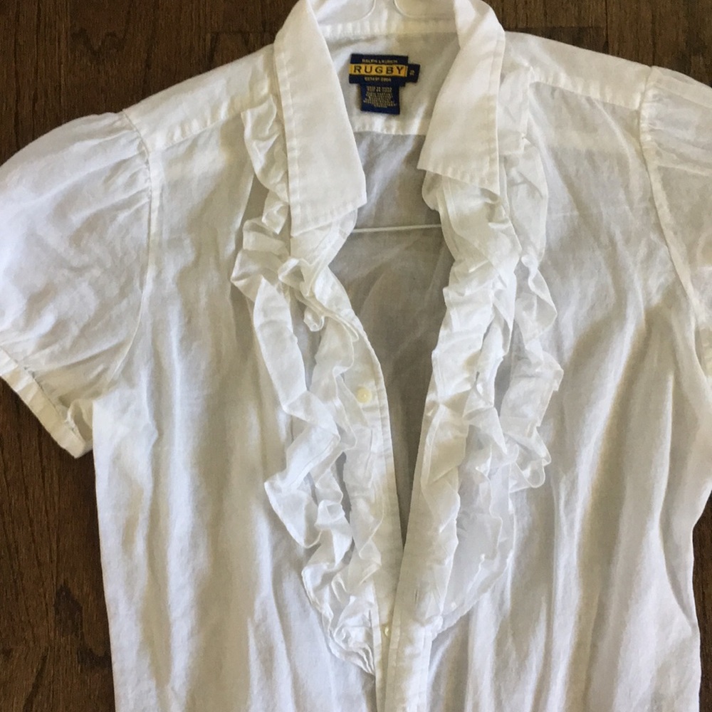 Rugby Ralph Lauren White Ruffle Top - Picture 3 of 5